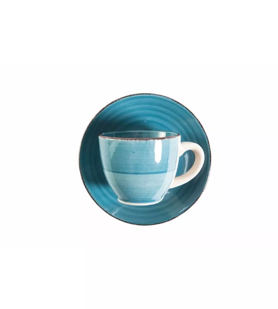 SERVIZIO TAZZINE DA CAFFÈ "BAITA ACUQA " IN GRESS SFUMATURE DI BLU 90ML, 6 PEZZI